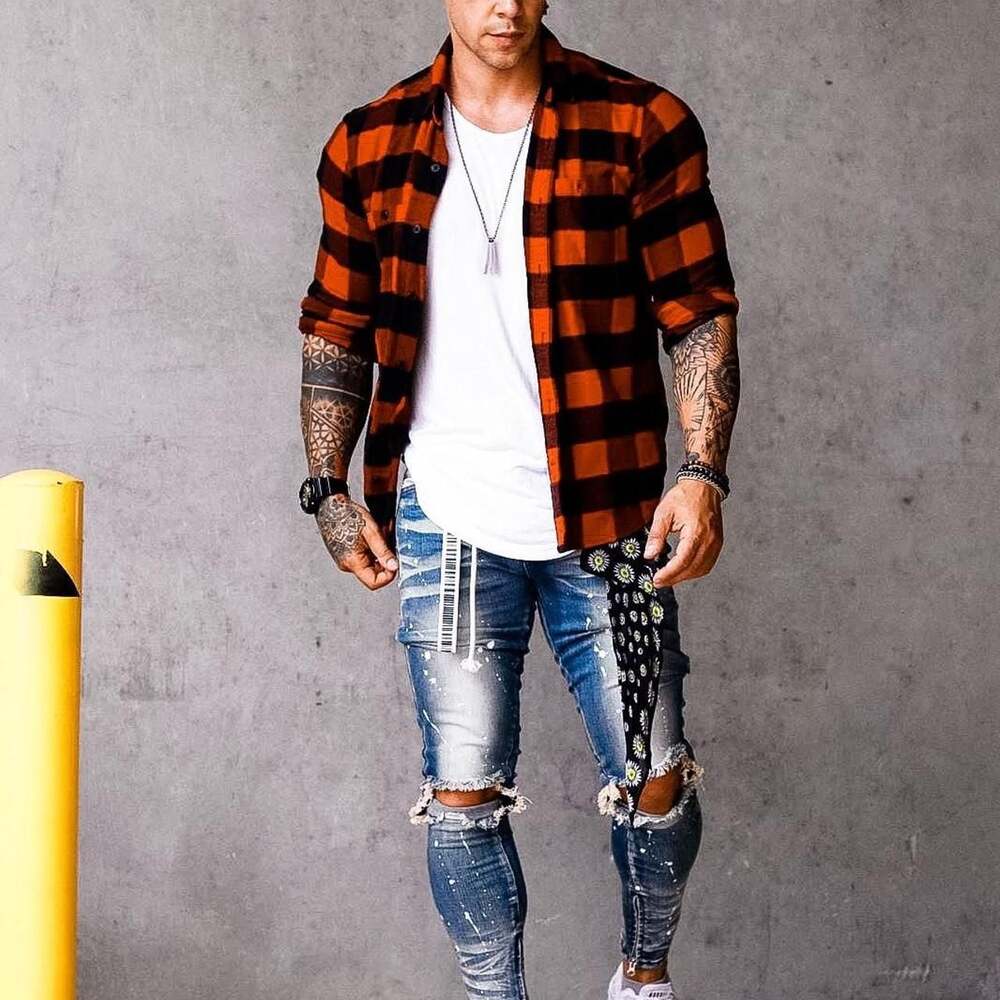 Size Up Apparel Tri-Stretch Distress Whisker Hole Jeans